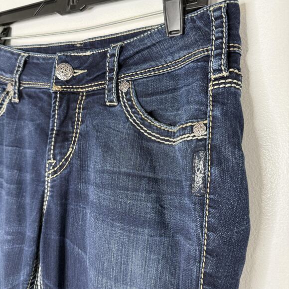 Silver Jeans Suki Mid Skinny Womens 30 x 31 Dark Wash Denim Contrast Stitch - Picture 2 of 6